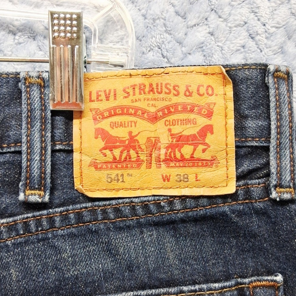 Levis 541 Mens Athletic Fit Denim Shorts Dark Wash Blue Size 38 Summer Dadcore - Picture 5 of 8